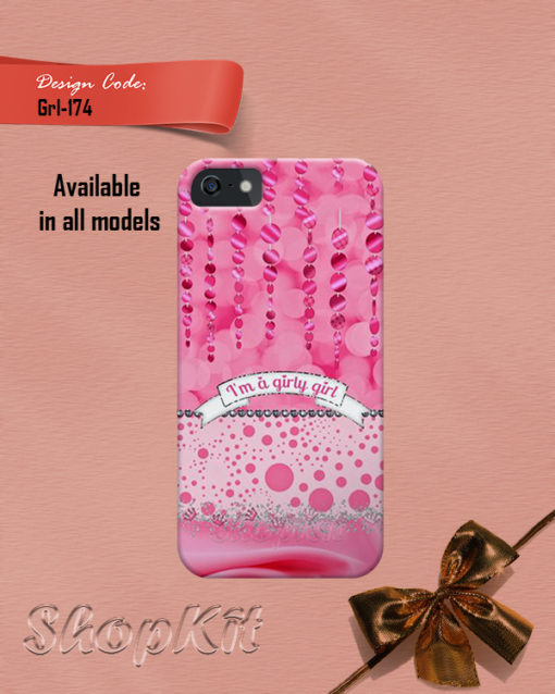 girly girl quote on pink background mobile cover