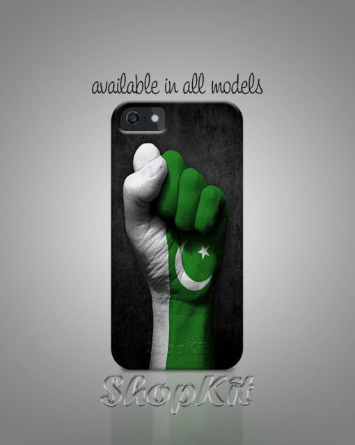 A strong fist of Pakistani Flag mobile cover