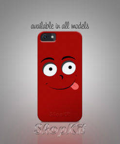 smiley face with tounge on red mobile cover