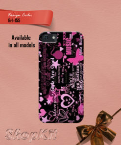 Scatter text and heart on black color phone cover