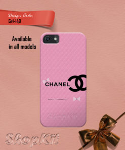 Chanel brand logo on pink diamond pattern design for customize mobile cover