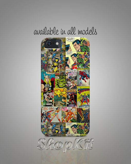 Superheros collage printed on customize mobile cover