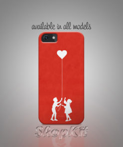two childs are flying heart balloon Customize Mobile Cover