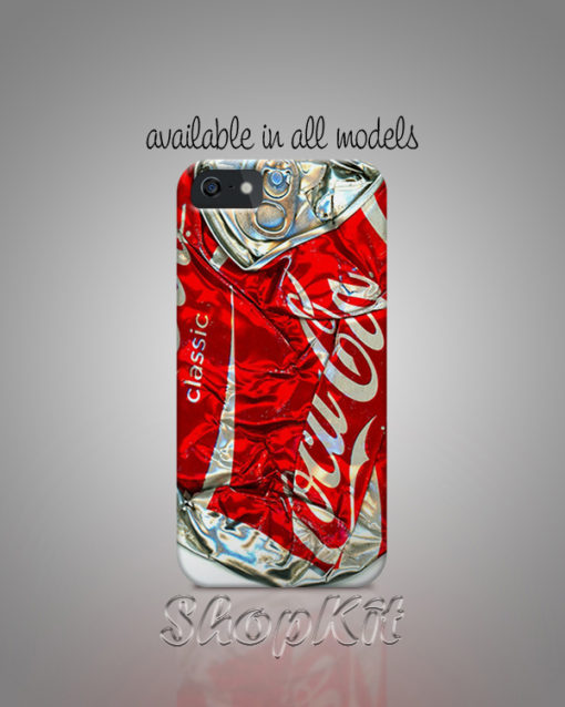 Crushed coke can on customize mobile cover
