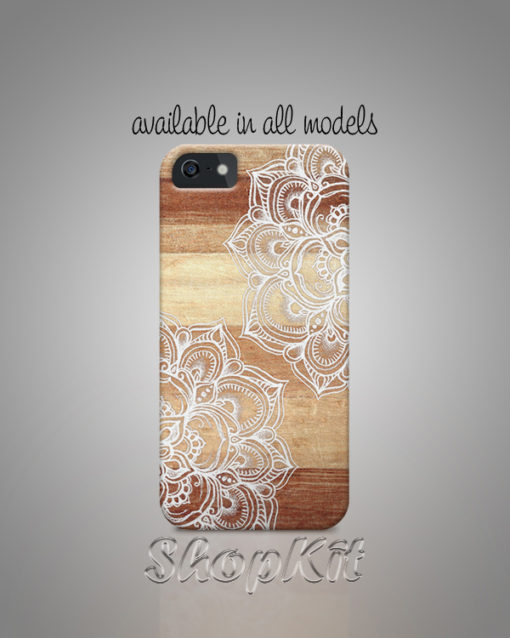 floral on  wood background for customize mobile cover