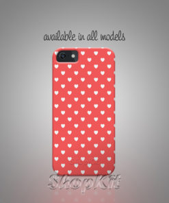 hearts pattern on red mobile cover.