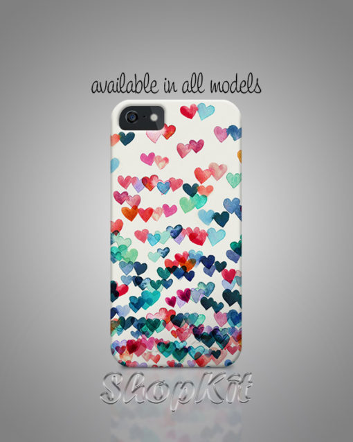 hearts flying on white background for customized mobile cover