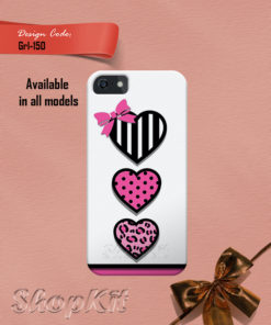 three hearts in vertically  line mobile cover design