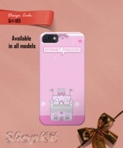 Castle at the bottom of mobile cover design & typed internet princess at theop of mobile cover design.