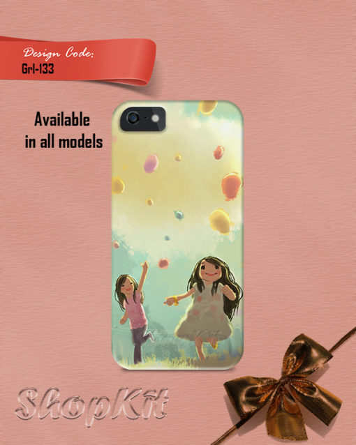 Two girls are playing mobile cover design