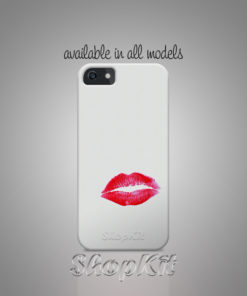 red lips on white mobile cover