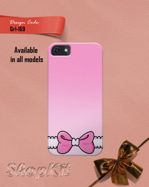 Pink ribbon at the bottom of the mobile cover design.