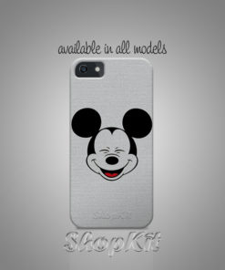 Mickey Mouse face on grety texture background of customize mobile cover
