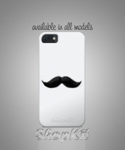 Moustache cutout picture on white mobile cover