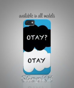 otay otay written in clouds shapes on mobile cover