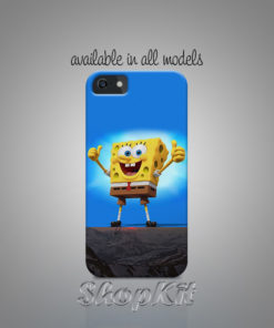 sponge character on mobile cover with blue background