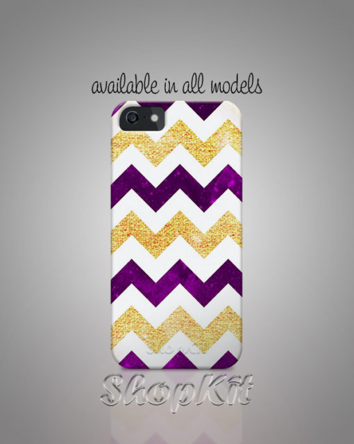 zig zag pattern with gold background on mobile cover