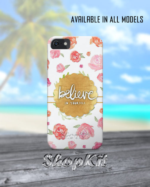 Mobile Cover of believe in yourself written on waterpaint blob