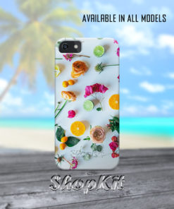 flowers and fruits top view mobile cover