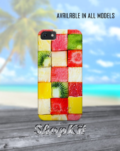 fruits in square on customize iphone mobile cover