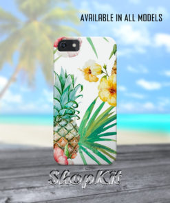 pineapple and other flowers painted on Customize Mobile Cover