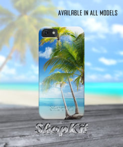 palm trees on beach Customize Mobile Cover