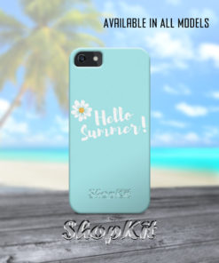 hello summer written on greeny background of mobile cover