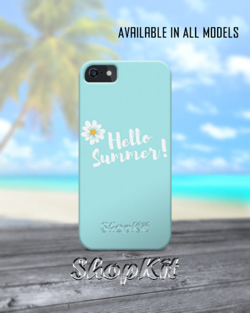 hello summer written on greeny background of mobile cover
