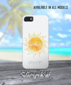 sunshine written on waterpainted sun mobile cover