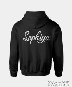 Custom name pullover hoodie with white text.
